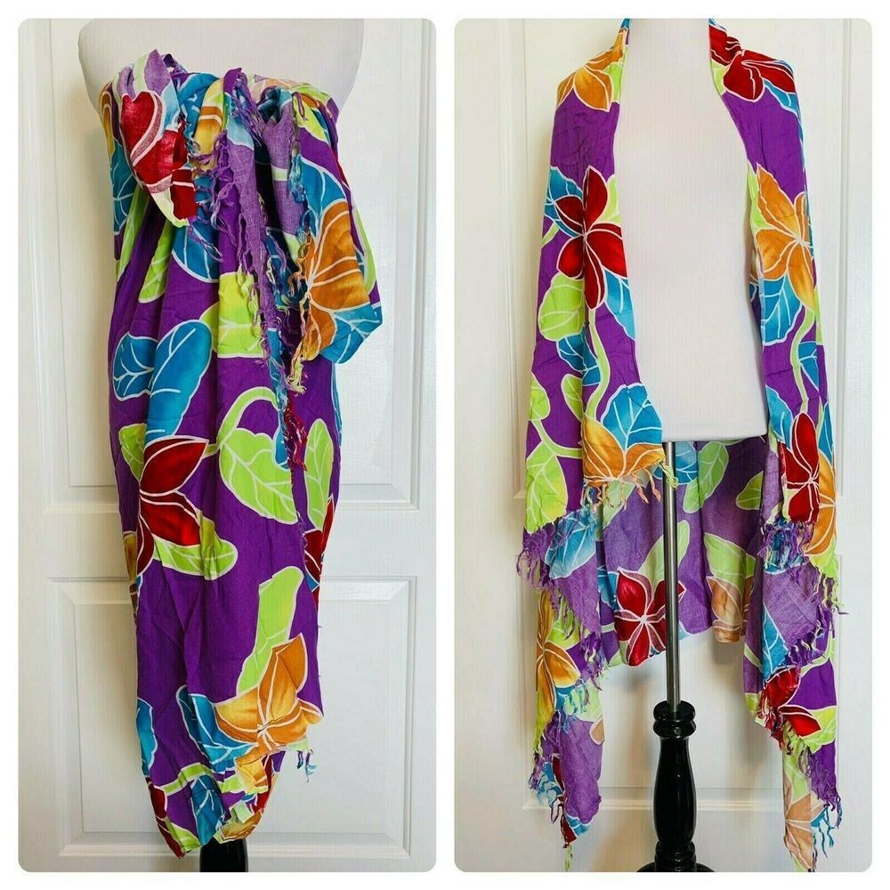 Los Angeles Boutique Hawaiian Beach Blanket Swim Cover Up Wrap Fringe Light Soft